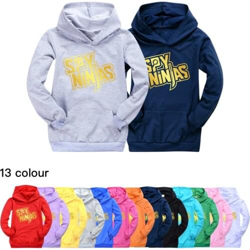SPY NINJAS Kids Casual Pocket Sweatershirt Boys Hooded Girls T Shirt Child Fashion Clothes Cotton Birthday Girl Costume