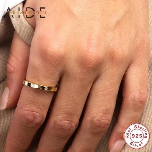 AIDE Minimalism INS Rings for Women Girls Gift Trendy Anise Star Carved 925 Sterling Silver Finger Ring Fine Jewelry anillos