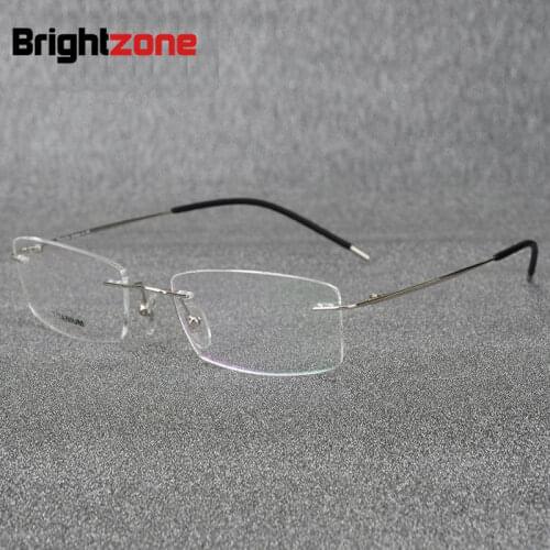Brightzone Light-weight Rimless Titanium Eyeglasses Frame Flexible Titanium Alloy Slim Temple Legs Rx Optical Glasses Spectacles