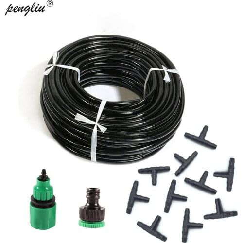 Micro Irrigation tube Drip System tools Garden Watering Irrigation Kits 20m Hose 10pcs Tee connector 1pcs quick coupling IT010