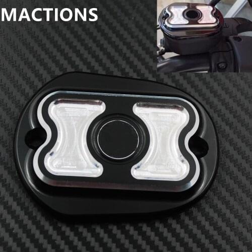 Motorcycle Aluminium Front Brake Reservoir Master Cylinder Cover Black For Harley Sportster XL 883N Iron 1200V 2009-2014 XL