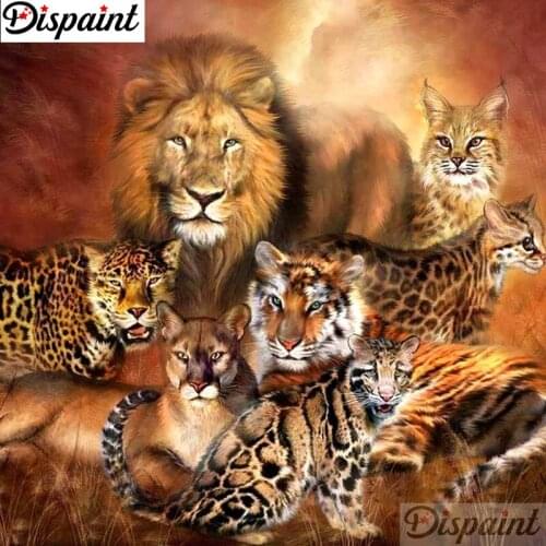 Dispaint Full Square/Round Drill 5D DIY Diamond Painting "Lion tiger" Embroidery Cross Stitch 3D Home Decor A10870
