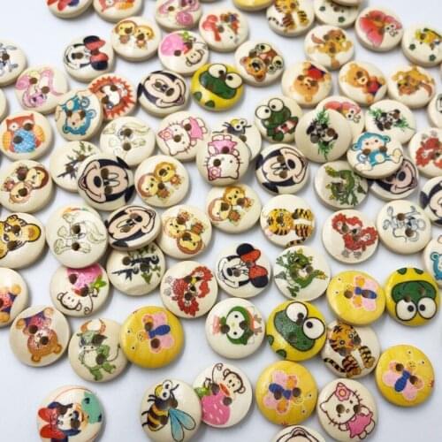 New 50Pcs animals Wood Buttons Sewing Kids Craft Mix Lots Scrapbooking WB627