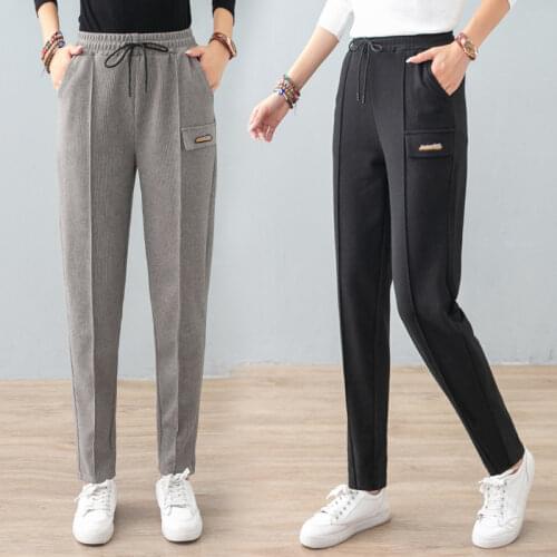 Autumn Womens Pants Elastic Waist Solid Casual Mom Harem Pants Thicken Trousers Sweatpants for Women Streetwear