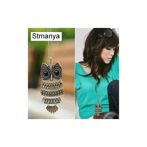 Owl Necklace New Fashion Female Necklace Vintage Owl Sweater Chain Pendant Necklace For Women Gift #19070