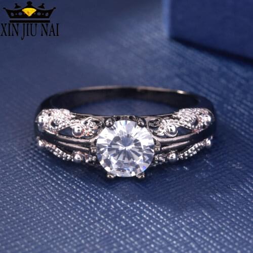 Punk dark unique pattern Omen ring low-key gorgeous black gold female 3A zircon ring wedding dress engagement jewelry gift Anilo