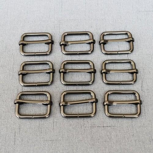 Gun Black 100 pieces 25mm Metal Buckle for Handbag Web Belt Adjust Round Buckles Slider DIY Leather Accessory