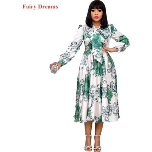 African Midi Dress For Women 2020 Fashion Spring Autumn Print White Shirt Dresses Long Sleeve Plus Size Clothing 3XL Vestidos