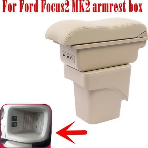 For Ford Focus2 MK2 armrest box central Store content Storage box Ford MK 2 armrest box with cup holder ashtray USB interface