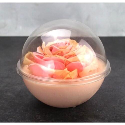 25pcs High quality 390ml 500ml 700ml transparent PET plastic ball baking packaging cake pastry mousse snack dessert cup with lid