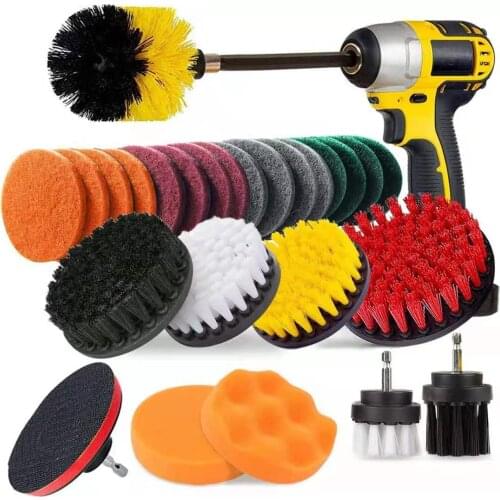 Drill Brush Suit All Purpose Cleaning Scrubbing Cloth Sponge for Bathroom Grout Tile Wood Floor Kitchen Car Care Cleaning Tools