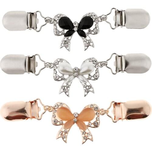 Rhinestone Sweater Guards Clip Cardigan Clip Shawl Shirt Collar Pin