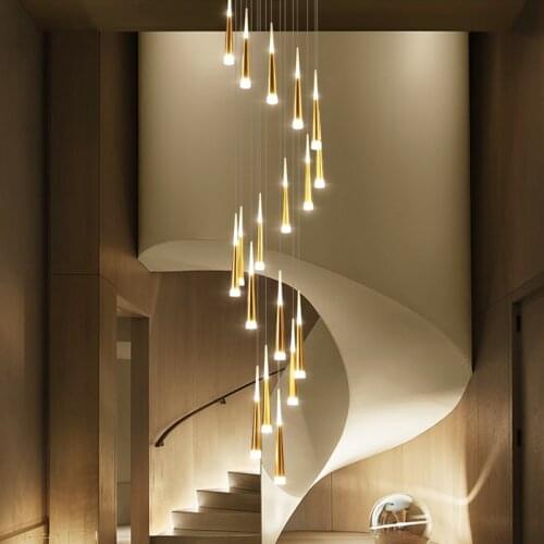 LED Ring Chandelier Lamp Living room Bedroom Kitchen staircase chandelier Lighting Indoor home Decor long stair chandelier