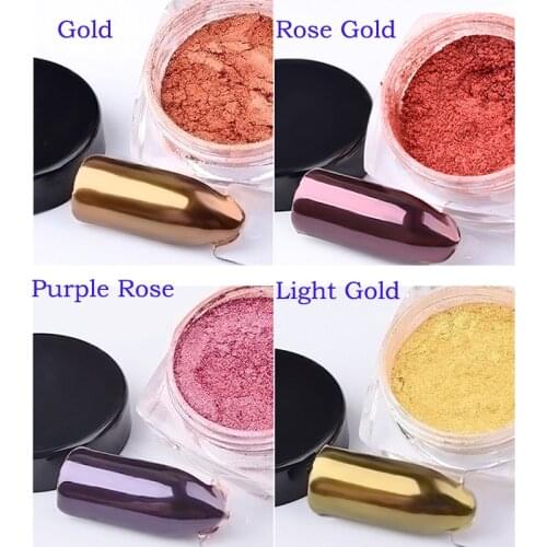 TKGOES Nail Glitter Rose Gold Purple Mirror Chrome Powder Dust Shiny Magic Mirror Effect Nails Art Pigment DIY Nail Decorations