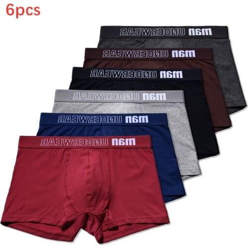 6pcs/lot Mens Underwear Boxer High Quality Cotton Underpants Male Pure Men Panties Shorts Underwear Boxer Shorts Solid Cuecas