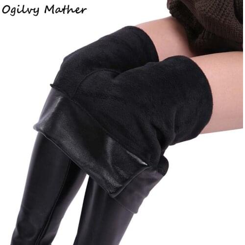 Ogilvy Mather Winter Plus Size Leather Leggings Women Pants High Waist Warm Leggings Thick Velvet Women Leggins Push Up Legging