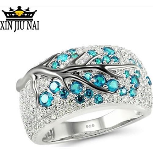 Branch Leaf Ring for Women Cubic Zirconia Enamel Designer Vintage Luxury Silver Finger Ring Jewelry Wedding Engagement