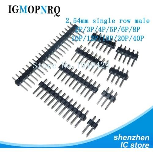 10Pcs 2.54mm Single Row Male 2~40P PCB Board Pin Header Connector Strip Pinheader 2/3/4/5/6/8/10/12/15/20/40Pin For Arduino