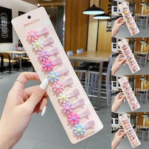 10PCS/Set Cute Cartoon Flower Hairpins Kids Sweet Hair Clips Barrettes Cute Children Hairpin Fashion Hair Accessories