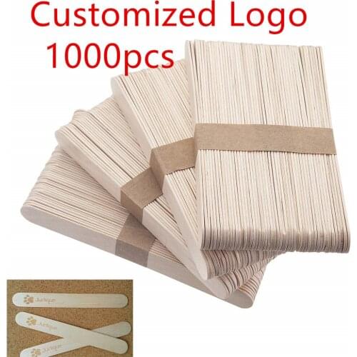 Customized Logo 1000pcs Large Wooden Wax Sticks Wood Waxing Craft Sticks Spatulas Applicators for Hair Removal Eyebrow and Body