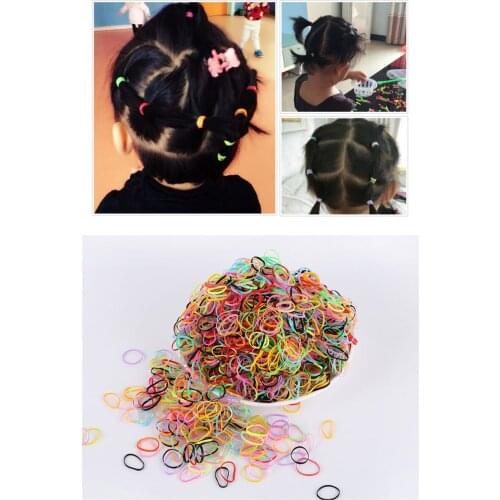 1000Pcs Colorful Big/Small Disposable Hair Bands Cute Girls Elastic Rubber Band Scrunchie Ponytail Holder Gum Hair Accessories