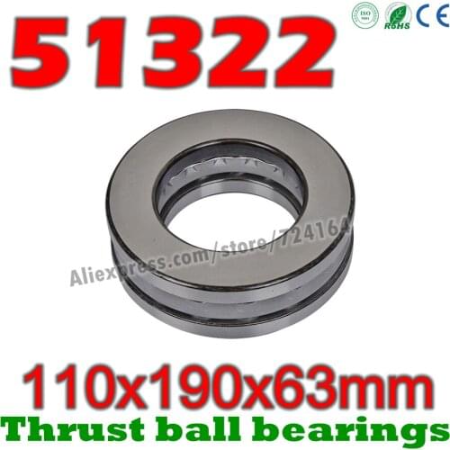 110x190x63 mm Thrust Ball Bearings 51322 Axial 51322M 8322 8322H Plane 110*190*63 High quality Steel or brass cage Wholesale