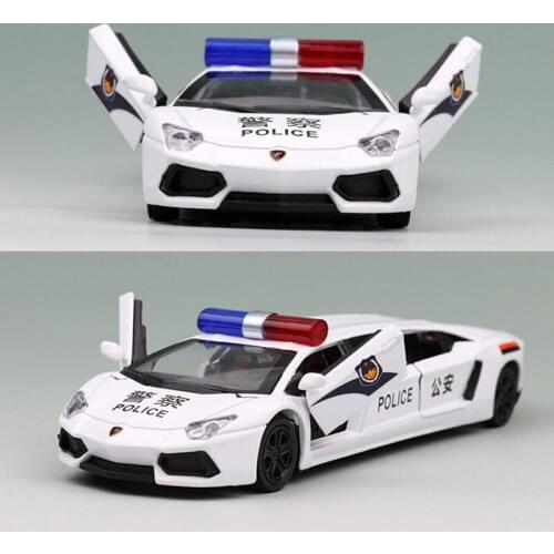 17.6CM 1:36 Scale Metal Alloy Police Polizei Gull Wing Door Extended Car Pull Back Diecast Vehicles Model Toys For Children