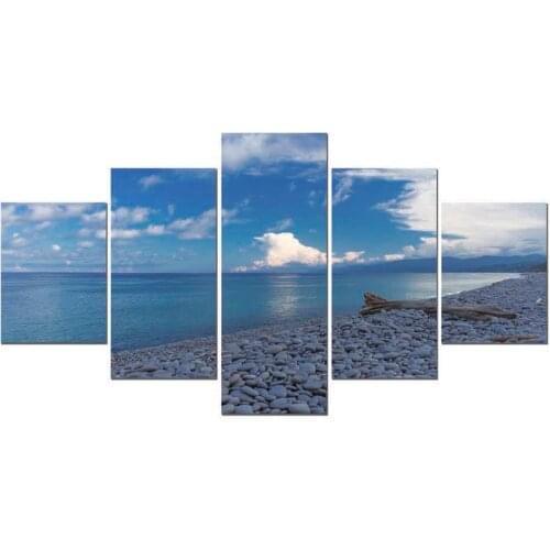 5 Panel Blue Sky Sea Painting Canvas Wall Art Picture Home Decoration Living Room Canvas Print Painting Large Canvas Art Unframe