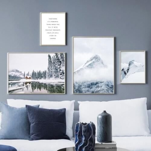 Alps Ice Mountain Lake Foggy Pine Forest Wall Art Canvas Painting Nordic Posters And Prints Wall Pictures For Living Room Decor