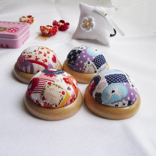Free shipping 20pcs/lot Needle Pin Cushion handmade DIY Handcraft Tool for sewing needlework Wooden base cross stitch E83