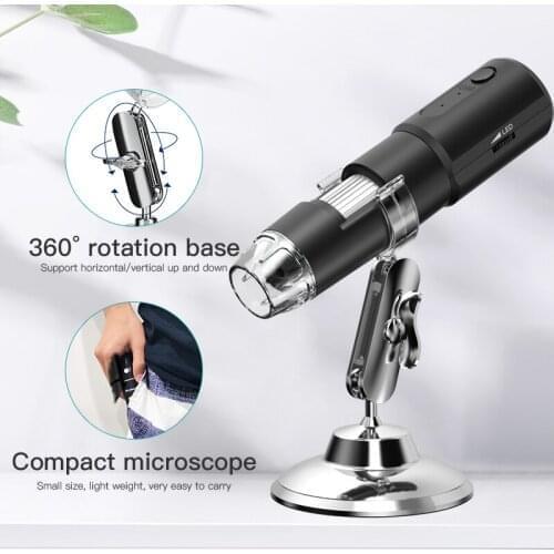 2MP 1080P 360 Degree Rotation Base 0-1000X Continous Focal WIFI Digital Microscope Handheld Endoscope CMOS Borescope Otoscope