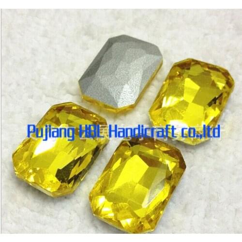 Citrine Colour 3 Sizes Crystal Square Octagon Stones For Clothes Decoration Glass Craft Stone