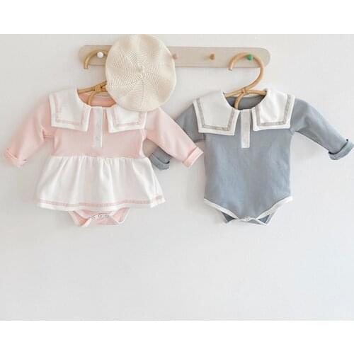 Baby Boys Girls Rompers Spring Autumn Infant Baby Boys Girls Rompers Baby Clothes Newborn Sailor Collar Long Sleeve Rompers