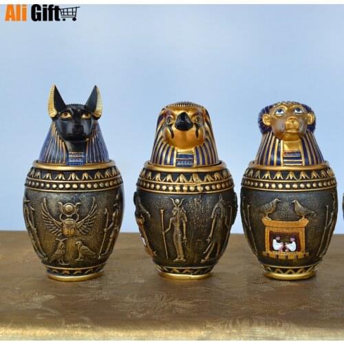 Ancient Egypt Cat God Canopic Jar Storage Figurines Pharaoh Saint Resin Art&Craft Home Decoration