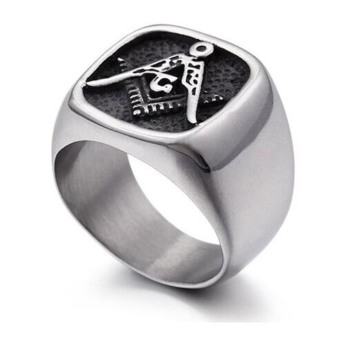European and American stainless steel ring mens jewelry titanium steel Masonic letter skull ring