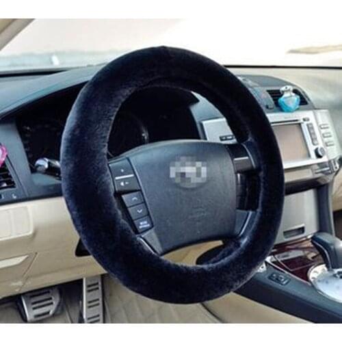 Hot sale 1 pcs Black Warm plush winter car steering wheel cover imitation wool Universal auto supplies car accessories New