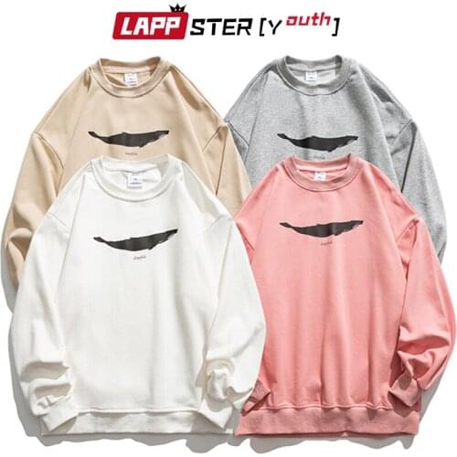 LAPPSTER-Youth Men Whale Harajuku Graphic Hoodies 2021 Mens Japanese Streetwear Oversized Hoodie Male Kawaii Vintage Sweatshirts