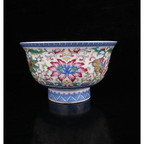 Chinese Old Porcelain Qing Qianlong Enamel Color Ganoderma Lucidum Grain Pomegranate Bowl