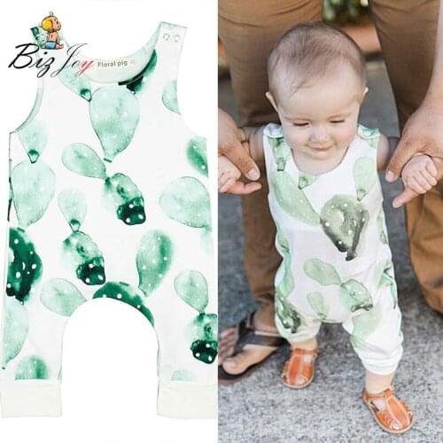Newborn Baby Boy Girl Cactus Printed Romper Sleeveless Jumpsuit Casual Summer Baby Rompers Clothes New Fashion 0-3Y Play Mats