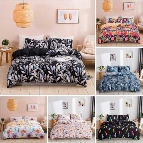 Colorful flowers Luxury printing 100% Polyester Soft bedding set Adult 1 duvet cover + 1/2 pillowcases bed in a bag (no sheet)