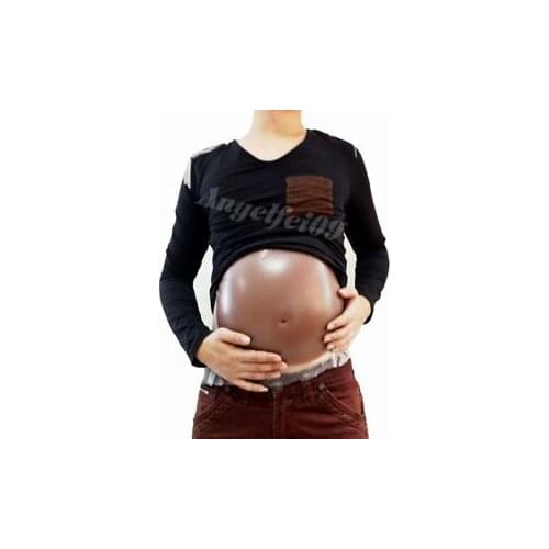 Brown Fake Belly Artificial Fake Pregnancy Silicone Baby Tummy Pregnant Bump Toy