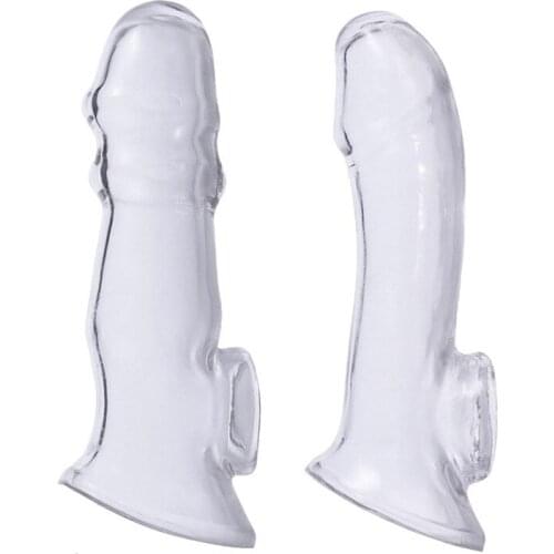 Reusable Ultra thin Dildo Enlargement Penis Sleeve Sex Toys For Men Sex Shop Cocks Extender Silicon Condom G-spot Massager