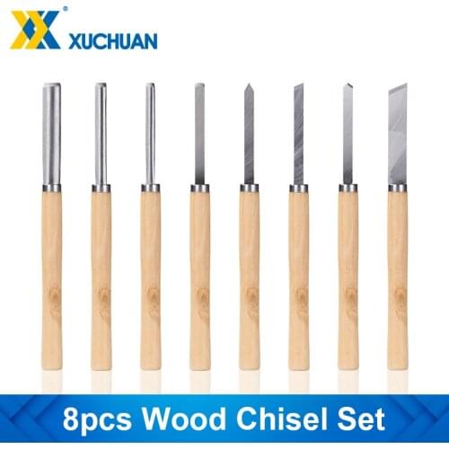 Wood Chisel Set 8pcs Lathe Chisel Wood Turning Tool High Speed Steel Engraving Bit Hand Tools