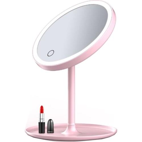 Portable LED Makeup Mirror Round Vanity Mirror Detachable Storage Base Desktop fill light Beauty make up small Mirrors