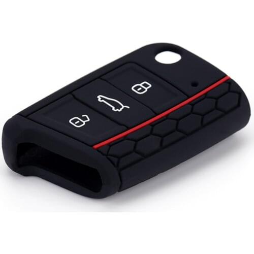 Silicone Car Key Cover Case Remote Control Key Shell Protector For Volkswagen VW Golf 7 Skoda Octavia A7 3 Button Flip Key Fob