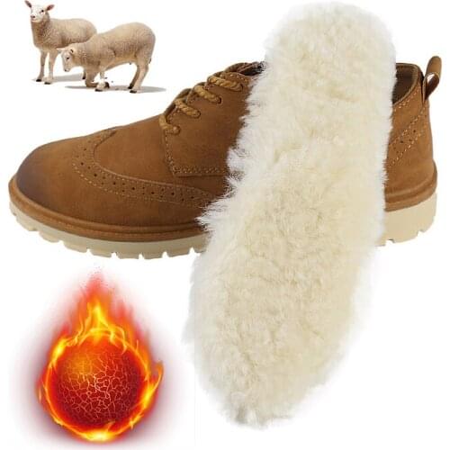 Natural Wool Insoles Fur warm Thick Sheep Cashmere Unisex Winter Insole High Quality Warm Plush Shoe Pad Insoles For Men Women