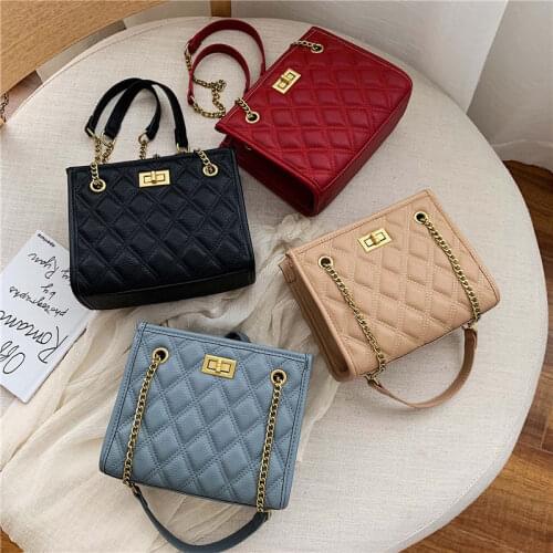 Shoulder Bag Crossbody Bags for Women Purse Female Fashion 2021 Chain Handbag PU Leather All-match Diamond Lattice Designer Bag