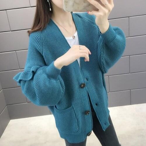 Womens Sweaters Autumn and Winter new Casual V-Neck Cardigans fashion Knitted Single Breasted Sweaters women