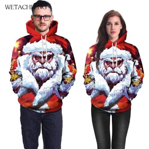 Unisex White beard Santa Ugly Christmas Sweaters Hoodies 2020 Fashion Plus Size Mens Womens Jumpers Sweatshirts Party Clothing