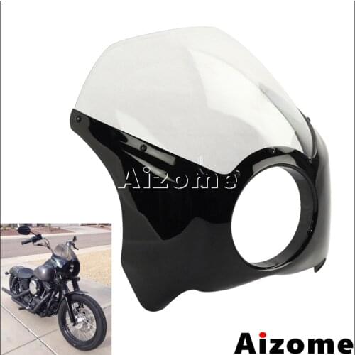 Universal Motorcycle 5.75" Headlight Fairing Headlamp Mask Front Windshield For Harley Sportster Custom Glide Dyna Road King